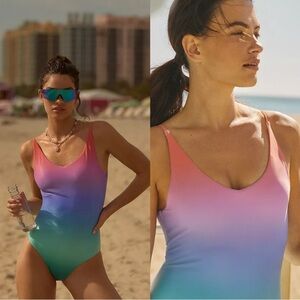 NEW Beach Riot Reese One Piece, Rainbow High Tide Ombré, Size XL